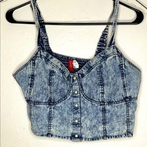 Crop blue Jean shirt